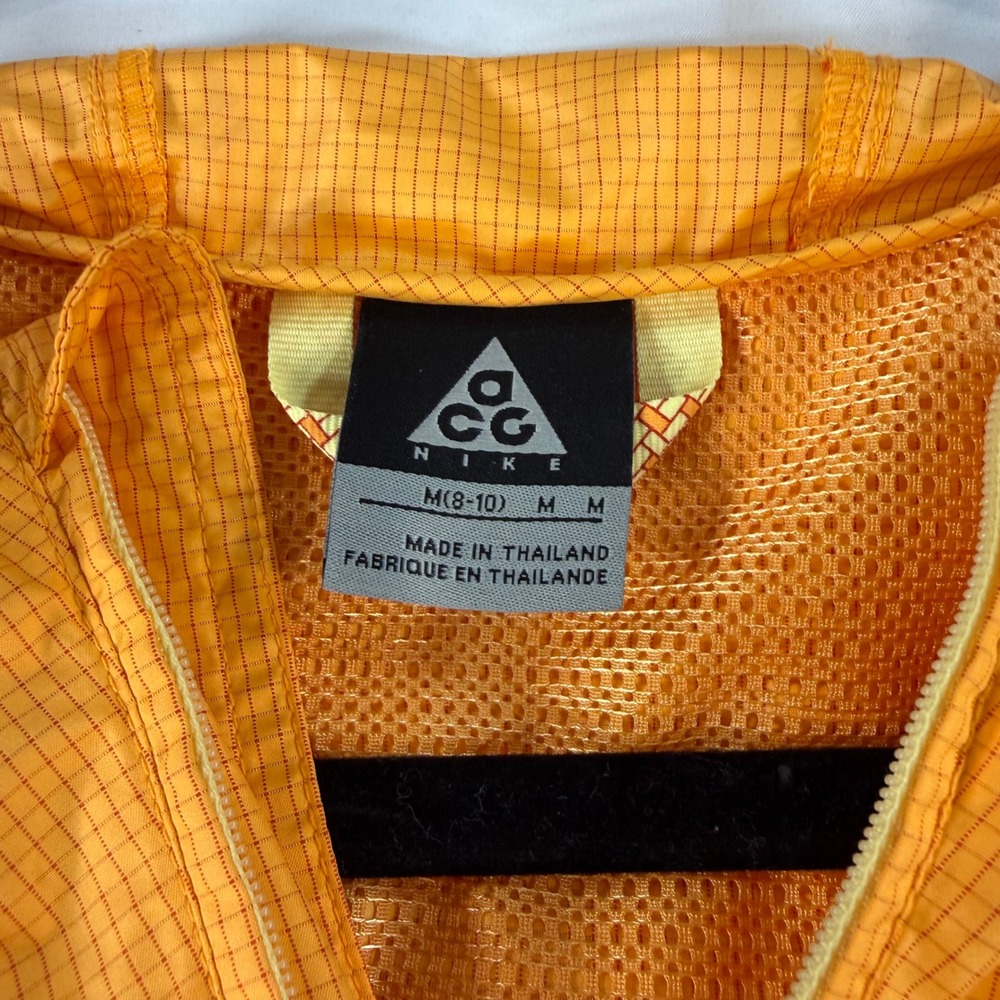 Nike ACG Vintage Anorak Windbreaker Orange Grid NikeFIT Pullover Hooded Jacket M - Picture 7 of 12